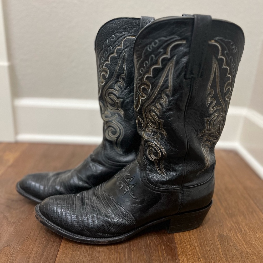 Men’s Black Leather Lucchese 1883 Cowboy Boots